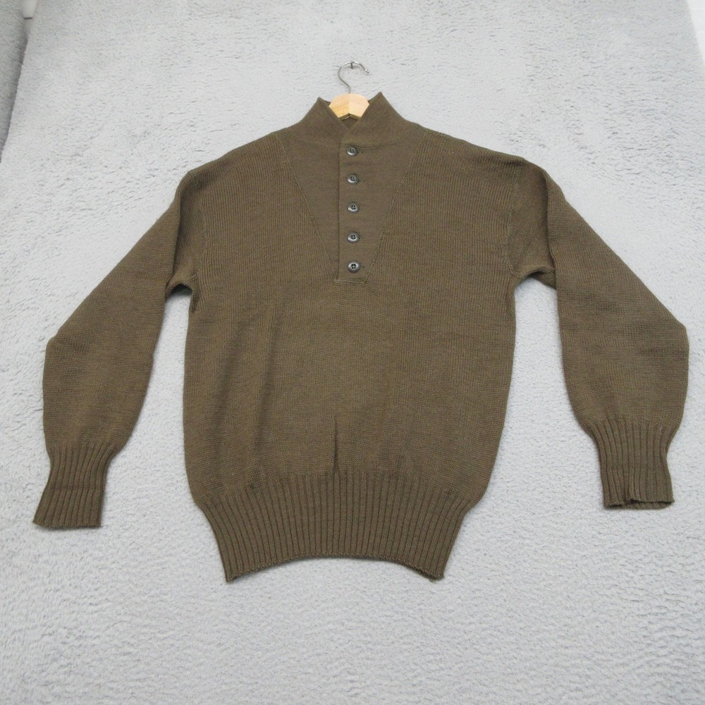 Vintage 1977 US Army Wool Henley Sweater L 42-44 Military Issue Gorpcore Rugged